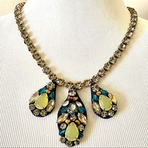 J. Crew Embroidered Satin Backed Crystal Statement Necklace